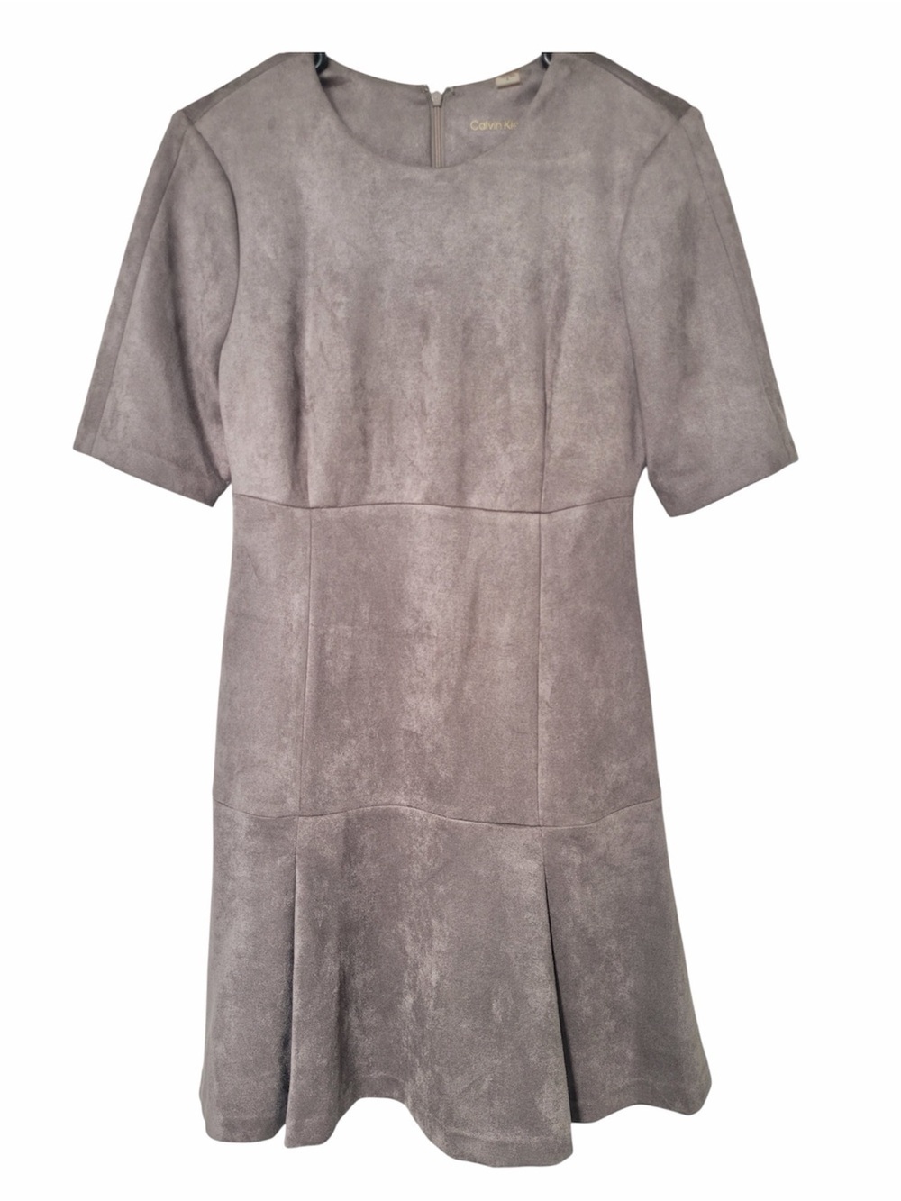 โ
Calvin Klein Light Gray mocha undertone Suede-Look for and flare Dress sz 6